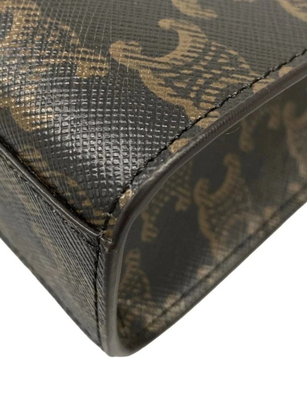 CELINE Mini Vertical Cabas Tan(Black, Brown) Brown) Triomphe Canvas Calf Skin - Picture 6 of 15